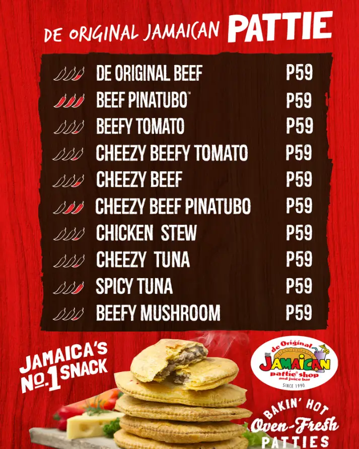 Jamaican Patties Philippines Menu