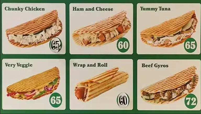 Plato Wraps Menu