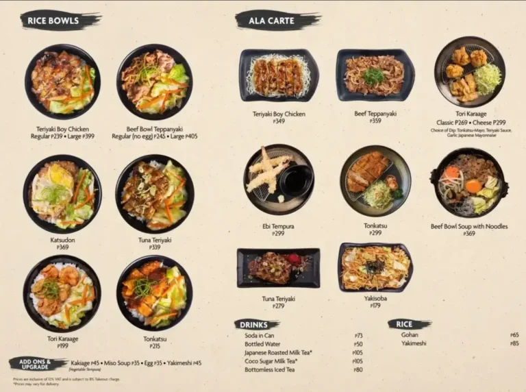 Teriyaki Boy Menu